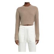 Beige Cropped Cashmere Sweater
