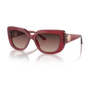 Unikke Rektangulære Solbriller med Rød Transparent Ramme og Gradient L...