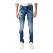 Slim-fit Distressed Jeans med Paint Splatters