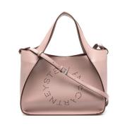 Pink Logo Tote Bag med Aftagelig Rem og Perforeret Detalje