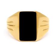 Guld Firkantet Signet Ring med Onyx