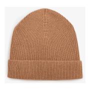 Brun Ribstrikket Uldblanding Beanie