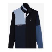 Blå Colorblock Langærmet Jersey Polo