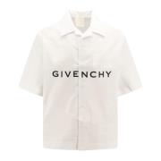 Hvid Button-Up Skjorte med Givenchy Print