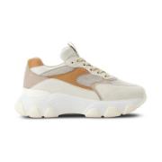 Beige Panel Suede Sneakers