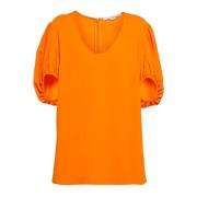 Orange Ballonærme Viskose T-Shirt