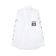 Hvid Bomuldsskjorte med Broderede Detaljer