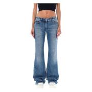 Blå Slim Flared Jeans til Kvinder