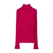 Fuchsia Check Print Sweater