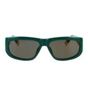 Pilotstil Solbriller med Grøn Acetatramme og Mørkegrå Linser