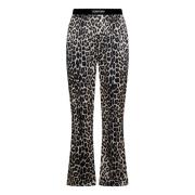 Sorte Velour Leopard Print Bukser