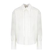 Hvid Bomuldsskjorte med Rouches