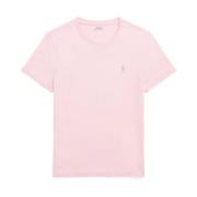 Pink Crewneck T-shirt med Signatur Pony Broderi