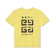 Gul 4G Logo T-shirt med Stjerneprint