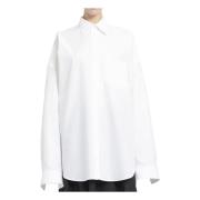 Hvid Oversized Logo Lomme Skjorte