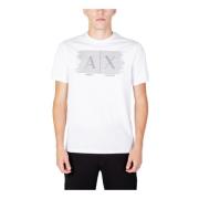 Hvid Print T-shirt til Mænd