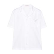 Hvid V-Detalje Bomuldsskjorte