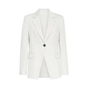 Hvid Gabardine Blazer med Hakrevers