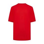 Rød Bomuld T-Shirt - Kortærmet Crew Neck