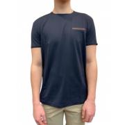 Sort Marineblå T-shirt med Orange Piping