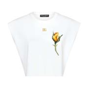 Blomstret Applikation Cropped T-Shirt