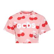 Lyserød T-shirt med Kirsebærprint til Piger