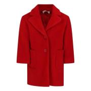 Rød Frakke med Lange Ærmer og Reverskrave