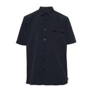 Blå Polyester Skjorte med Bowling Krave og Lynlås Lomme