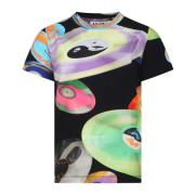 Sort T-shirt med Multifarvet Disc Print