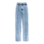 Jeans i marmoriseret denim med afslappet pasform og tapered snit