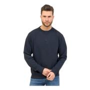 Blå Sweater med Logo Print