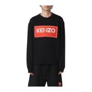 Sort Bomuldssweater med Rød Kenzo Logo