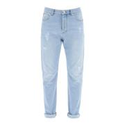 Jeans i slidt denim med tapered fit