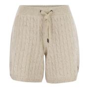 Bomuldstrikkede shorts med pailletter