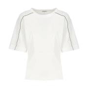 Hvid Bomuld T-shirt med Messingdetaljer
