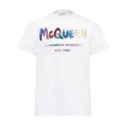 Logo Print Bomuld T-shirt fra Alexander McQueen