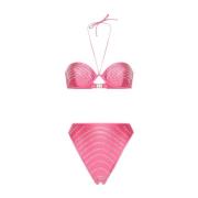 Pink Crystal Bikini High Waist