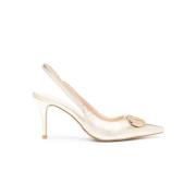 Guld læder slingback hæle