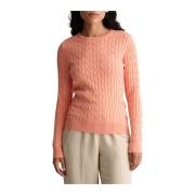 Stretch Cotton Cable C-Neck Sweater