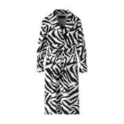 Hvid Zebra Print Trench Coat