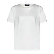 Hvid Bomuld T-shirt med Rhinestones