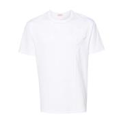 Hvid Blomst Applikation Crew Neck T-shirt