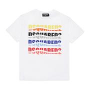 Multifarvet bølgeeffekt T-shirt