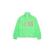 Sweatshirt med lynlås med neon ikonprint