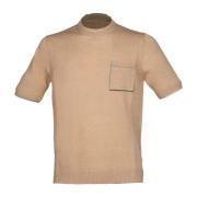 Sand Linned T-shirt med Lomme