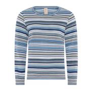 Farverig Stribet Pullover Sweater Horizon Blue Melange