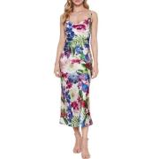 Blomstret Satin Midi Kjole