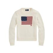 Bomuldssweater med amerikansk flag