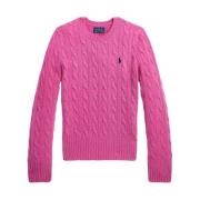 Magenta Heather Navy Cable Sweater