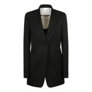 Sort Lapelless Enkeltbrystet Blazer